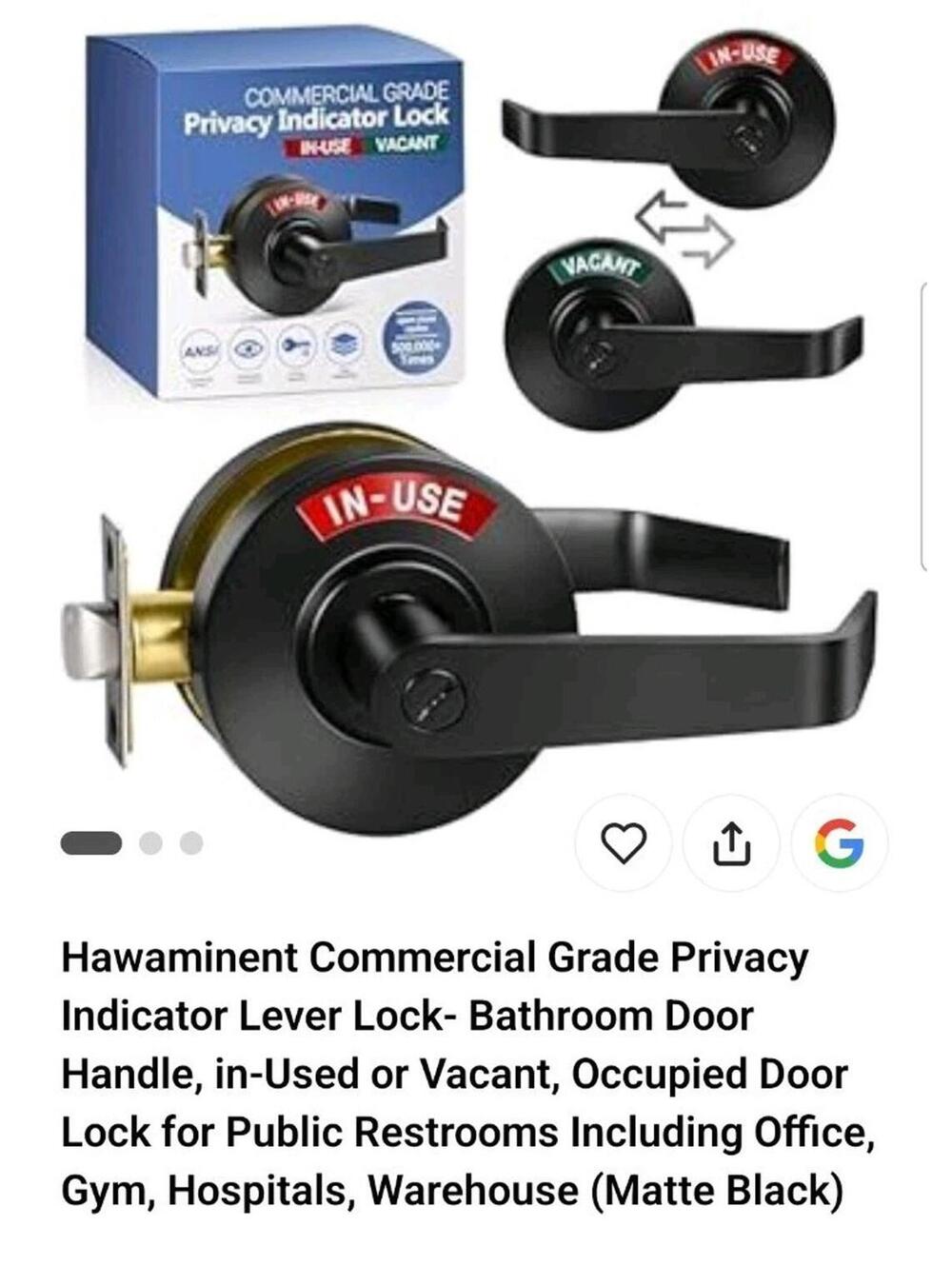 Commercial Grade Privacy Indicator Lever Lock - Matt Black Occupied Door